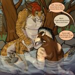  1:1 2022 4_ears accessory anthro back_muscles belly biceps bite biting_lip black_hair blue_eyes bodily_fluids brown_body brown_fur brown_spots butt charr claws clitoris cunnilingus detailed_background dialogue digital_media_(artwork) digitigrade duo english_text fangs felid female female/female flat_chested fluffy fluffy_tail front_view fur furgonomics genital_fluids genitals green_eyes guild_wars hair half-closed_eyes half_submerged hi_res horn horn_accessory lakeside licking looking_down looking_pleasured mammal mohawk mountain multi_ear muscular muscular_female narrowed_eyes nude open_mouth oral orange_body orange_fur outside outside_sex patia_skullrender pawpads paws pecs plant pussy pussy_juice rear_view red_hair sex shaded signature sitting sitting_on_rock smile speech_bubble spots tan_body tan_fur tan_hair teeth text tongue tongue_out tree url vaginal video_games vita_limbrender water wet wet_body wet_fur white_belly zevrant_bapt_(artist) 