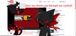  anthro black_body black_fur domestic_cat fangs felid felidang feline felis fur glitch grievance_(felidang) mammal meme nyan_cat red_sclera ribbons screencap screencap_background tac_nayn youtube 