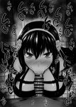  1boy 1girl :&gt;= bangs bar_censor black_hair blush breasts censored commentary_request fellatio from_above full-face_blush greyscale hair_between_eyes hairband hetero kurotama large_breasts lips long_hair looking_at_viewer monochrome oral penis pov pov_crotch rose_hair_ornament sidelocks sound_effects spy_x_family squatting sweat tile_floor tiles tongue tongue_out yor_briar 