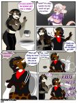  absurd_res alst angry anthro babette bandanna bathroom big_breasts black_body black_fur bodily_fluids bottomless bottomless_male breasts brown_body brown_fur canid canine canis clothed clothing dialogue fart feces female fur group hi_res hyaenid implied_scat kerchief macro male male/female mammal menzo micro mouse murid murine pink_body pink_fur pooping rodent scat shirt speech_bubble spotted_hyena tears text thaismotosuwa toilet toilet_paper toilet_paper_dispenser toilet_use topwear trio wet wet_clothing white_body white_fur wolf 