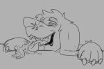  anthro bodily_fluids canid canine drooling duo eonbr male male/male mammal micro mouth_shot open_mouth saliva size_difference sketch tongue ufiara_(character) vore 
