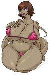  2022 anthro areola areola_slip bare_shoulders big_breasts bikini black_eyes black_spots blush bodily_fluids breasts brown_areola brown_eyebrows brown_hair camel_toe cleavage closed_smile clothed clothing collarbone curvy_figure dark_spots digital_media_(artwork) eyebrow_through_hair eyebrows female full-length_portrait fully_clothed green_arms green_body green_breasts green_face green_hands green_legs green_neck green_skin green_tail hair hand_behind_back huge_breasts kazuhiro kemono komodo_dragon lips lizard looking_at_viewer micro_bikini miranda_(wsad) monitor_lizard monotone_bikini monotone_breasts monotone_clothing monotone_eyebrows monotone_eyes monotone_face monotone_hair monotone_hands monotone_legs monotone_lips monotone_neck monotone_swimwear monotone_tail mouth_closed navel nipple_outline one_eye_closed pink_bikini pink_clothing pink_swimwear portrait purple_lips raised_hand reptile scalie short_hair simple_background sitting slightly_chubby smile smiling_at_viewer solo spots spotted_body spotted_shoulders spotted_skin sweat swimwear thick_thighs translucent translucent_hair under_boob white_background 