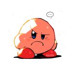  ... closed_mouth frown full_body half-closed_eye highres kirby kirby_(series) looking_at_viewer no_humans raised_eyebrow rariatto_(ganguri) simple_background solo speech_bubble twitter_username white_background 