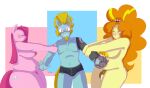  absurd_res adagio_dazzle_(eg) anthro breasts clothed clothing curvaceous curvy_figure cybernetic_arm cybernetic_limb cybernetics equestria_girls equid equine eyewear fan_character female fighting_over_boy freezietype friendship_is_magic glasses group gynomorph hair hasbro hi_res horse intersex machine male mammal my_little_pony nipples nude orange_hair partially_clothed pink_hair pinkamina-diane-pie pinkie_pie_(mlp) pony pulling_arm pulling_arms slightly_chubby thick_thighs trio tug_of_war underwear voluptuous wide_hips 