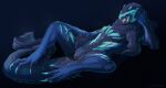  anthro behemoth_(ff) biped blue_body blue_fur blue_scales claws essence_of_rapture fangs female final_fantasy fur genitals grin hi_res nude pussy reptile scales scalie simple_background smile solo square_enix video_games 