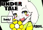  &lt;3 2016 :3 anthro asriel_dreemurr blush boss_monster bovid caprine clothing cute_fangs dinogaize fur goat golden_flower kemono looking_away male mammal narrowed_eyes neck_tuft open_mouth pattern_clothing pattern_sweater pattern_topwear pupils simple_background slit_pupils solo speech_bubble striped_clothing striped_sweater striped_topwear stripes sweater text topwear tuft undertale undertale_(series) video_games white_body white_fur yellow_eyes 