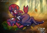  ambiguous_gender anthro avoid_posting bodily_fluids detailed_background drooling duo female humanoid kissing limlam nintendo pok&eacute;mon pok&eacute;mon_(species) saliva video_games 