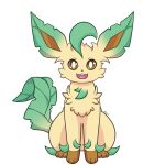  absurd_res ambiguous_gender brown_eyes canid canine eeveelution feral green_markings hi_res leaf leafeon mammal markings nintendo open_mouth plant plant_hair pok&eacute;mon pok&eacute;mon_(species) pseudo_hair sitting tan_body uluri video_games 