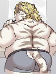  2022 anthro belly big_belly brush brushing brushing_teeth butt clothing felid hi_res humanoid_hands kemono licho_(tas) lifewonders male mammal overweight overweight_male pantherine ptcmtr solo tiger tokyo_afterschool_summoners underwear video_games white_body 