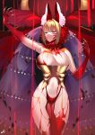  1girl ahoge animal_ears bangs bare_shoulders blonde_hair braid breasts cleavage fate/grand_order fate/grand_order_arcade fate_(series) french_braid hair_intakes highres kurozawa_yui large_breasts long_hair looking_at_viewer navel nero_claudius_(fate) queen_draco_(fate) red_eyes smile solo thighs 