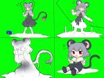  5_fingers animal_humanoid anonymous_artist basket blush chibi clothed clothing container cookie_(touhou) dairy_products female fingers flat_chested food green_background grey_clothing grey_hair hair hi_res humanoid inner_ear_fluff jewelry light_body light_skin liquid looking_at_viewer looking_confused looking_down mammal mammal_humanoid milk monotone_hair mouse_humanoid murid murid_humanoid murine murine_humanoid nazrin nyon_(cookie) open_mouth rodent rodent_humanoid simple_background solo touhou transformation tuft video_games 