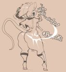  anthro big_butt biped breasts butt butt_slap female holding_axe jinti_(artist) looking_back mammal rodent slap solo standing thick_thighs 