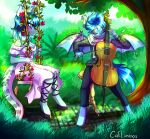  absurd_res anthro brony caliluminos character_name:opal_brona chiropteran clothing dress duo dusk_cello equid equine female garden hasbro hi_res horse male mammal my_little_pony pony ponybat reptile scalie snake 