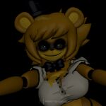  1:1 absurd_res anthro black_bow_tie black_sclera black_top_hat blonde_hair bow_tie clothing female five_nights_at_freddy&#039;s floating_limbs fredina&#039;s_nightclub fur golden_freddy_(fnaf) golden_fredina_(cally3d) hair hat headgear headwear hi_res mammal prykez pupils scottgames shirt small_pupils smile smiling_at_viewer solo top_hat topwear torn_clothing ursid video_games white_clothing white_shirt white_topwear yellow_body yellow_fur 