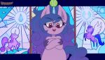  animated ankha_zone ball black_eyeliner blue_hair equid equine eyebrows eyeliner gradient_hair hair hasbro hooves horn izzy_moonbow_(mlp) makeup mammal meme mlp_g5 my_little_pony purple_eyes purple_hair raised_eyebrow saveraedae stained_glass tennis_ball unicorn 