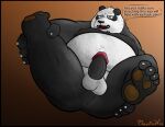  anus black_border border chubby_male dreamworks english_text genitals giant_panda hi_res kung_fu_panda li_shan_(kung_fu_panda) majstervis male mammal nude overweight overweight_male penis slightly_chubby solo text thick_penis ursid 