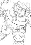  2022 anthro belly big_belly bulge canid canine canis clothing domestic_dog erection genitals humanoid_hands kemono lifewonders live-a-hero male mammal mokdai navel overweight overweight_male penis pubes simple_background solo underwear video_games visor warabisuke 