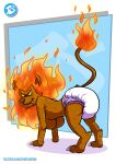  absurd_res diaper diaperfurry felid female fire_lion_(kirby) hi_res lion mammal pantherine solo trap_diaper 