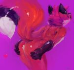  &lt;3 anthro biped black_body black_ears black_fur black_tail butt cheek_tuft facial_tuft fur glistening glistening_arms glistening_butt glistening_ears glistening_nose glistening_tail hair hi_res male neck_tuft obscured_eyes oselotti pink_background presenting presenting_hindquarters red_body red_ears red_fur red_hair red_tail short_hair signature simple_background solo standing three-quarter_view tuft white_body white_fur white_tail 