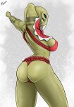  absurd_res alien alien_humanoid anthro aqualish biobrony breasts christmas christmas_clothing clothing english_text female gwen_(angels) hi_res holidays humanoid lingerie rear_view side_boob solo star_wars stretching text 