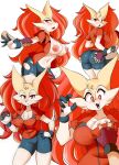  absurd_res anthro blush breast_grab breasts butt butt_grab canid canine clothing delphox female fur hand_on_breast hand_on_butt hi_res inner_ear_fluff looking_at_viewer lucyfercomic mammal nintendo nipples pok&eacute;mon pok&eacute;mon_(species) tuft video_games 