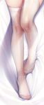  1girl bed_sheet feet feet_only foot_focus hanahanamaki highres legs lower_body no_shoes on_bed original skindentation solo sousouman thighhighs white_legwear 