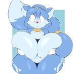  ambiguous_gender anthro arizonathevixen big_breasts blue_body blue_hair blush breasts canid canine disembodied_hand duo featureless_breasts female fox frown green_eyes hair hand_on_breast hi_res holding_breast huge_breasts krystal mammal nintendo nude star_fox thick_thighs video_games wide_hips 