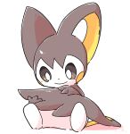  3_fingers ambiguous_gender black_eyes chaba emolga featureless_crotch feral fingers holding_tail multicolored_body nintendo pok&eacute;mon pok&eacute;mon_(species) pupils shadow simple_background smile solo two_tone_body video_games white_background white_inner_ear white_pupils yellow_cheeks yellow_inner_ear 
