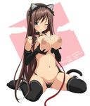  animal_ears bb bell blush breast_grab breasts brown_hair cat_ears cat_tail collar cum errors green_eyes koku large_breasts nipples penis pubic_hair smile sophia_esteed star_ocean tail thighhighs thong very_long_hair wink 