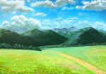  blue_sky cloud commentary_request dirt_road flower grass kanappe915 mountain nature no_humans original outdoors road rural scenery sky 
