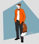  2022 anthro canid canine clothed clothing dexel dexel_(dexel) digital_media_(artwork) fluffy fluffy_tail fox fur looking_up male mammal orange_body orange_fur solo white_body white_fur 