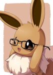  absurd_res ambiguous_gender brown_body brown_fur eevee eyewear feral fur glasses hi_res looking_at_viewer mikan multicolored_body multicolored_fur nintendo open_mouth pok&eacute;mon pok&eacute;mon_(species) solo two_tone_body two_tone_fur video_games 