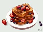  artist_name blueberry bread commentary english_commentary food food_focus fruit grey_background highres kay_(kf1n3) no_humans original plate raspberry signature simple_background sketch still_life strawberry toast 