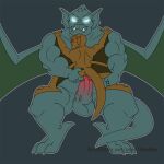  anal blush broadway_(gargoyles) disney duo erection gargoyle gargoyles genitals glowing glowing_eyes jandan lexington_(gargoyles) male male/male membrane_(anatomy) membranous_wings muscular overweight penetration penis sex size_difference smile smirk wings 