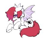  ambiguous_gender bat_pony bat_wings ears_back equid fan_character feral fur hair hasbro mammal membrane_(anatomy) membranous_wings my_little_pony pink_eyes pivoted_ears red_hair simple_background solo swaybat tuft white_background white_body white_fur wing_claws wings 