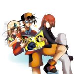  emerald_(pokemon) ethan_(pokemon) highres lewdness non-web_source pokemon pokemon_adventures reading silver_(pokemon) sonasan yellow_(pokemon) 