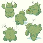  &lt;3 2022 android android_(os) anus balls belly big_belly blush bugdroid butt erection flaccid genitals green_body hi_res machine male multiple_poses navel overweight overweight_male penis pose robot simple_background sitting solo text white_background zi_ran 