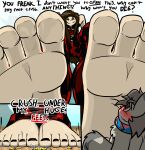  absurd_res aeris_roivas anthro barefoot broken_bone dominant dominant_male duo feet female foot_fetish hi_res human humanoid_feet joshii larger_male male male/female mammal masochism size_difference smaller_female soles stomped submissive submissive_female toes underfoot 