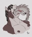  ambiguous_gender anthro anthro_pred dragon dragoneater duo equid equine feral feral_prey hi_res horse kobold male mammal monochrome neck_bulge nipple_piercing nipples open_mouth oral_vore piercing scalie tongue vore 