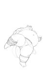  2022 anthro belly big_belly biped bottomwear bulge canid canine canis clothing hi_res horkeu_kamui_(tas) humanoid_hands kemono lifewonders loincloth male mammal moobs navel obese obese_male overweight overweight_male simple_background sketch solo tokyo_afterschool_summoners video_games white_background wolf yo_bigbear 