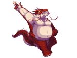  2022 alpha_channel anthro beard belly big_belly facial_hair humanoid_hands iguanid itzamna kemono lifewonders lizard male mature_male moobs nanadragon4 overweight overweight_male red_body reptile scalie simple_background solo tokyo_afterschool_summoners transparent_background video_games white_body 