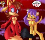  angelofhapiness anthro archie_comics bladetigerx blush breasts clothed clothing english_text eyes_closed female fiona_fox genitals group hi_res male miles_prower mina_mongoose nude open_mouth pussy red_body sega smile sonic_the_hedgehog_(archie) sonic_the_hedgehog_(comics) sonic_the_hedgehog_(series) text trio yellow_body 