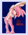  absurd_res accessory amy_rose anthro bangs breasts eulipotyphlan eyes_closed female fur genitals headband hedgehog hi_res mammal meyk nude pink_body pink_fur pussy sega solo sonic_the_hedgehog_(series) stretching 