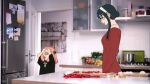  2girls anya_(spy_x_family) black_hair black_shirt chili_pepper crying cutting_board hair_ornament indoors kitchen knallerfrauen medium_hair meme mugimugu multiple_girls parody pepper photo_background pink_hair red_shirt shirt spy_x_family yor_briar 