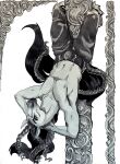  absurd_res anthro clothed clothing elvirarecrud equid equine greyscale hair hi_res horse illustration ink long_hair male mammal monochrome muscular muscular_anthro muscular_male painting_(artwork) pattern_background pigtails pillar pose resting simple_background solo traditional_media_(artwork) viking watercolor_(artwork) 