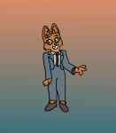  anthro canid canine clothed clothing diane_foxington digital_media_(artwork) dreamworks eyewear female fox fur glasses hi_res mammal orange_body orange_fur purfict shaded simple_background smile solo the_bad_guys 