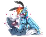  &lt;3 brokenwings2811 cutie_mark equid equine fake_ears fake_rabbit_ears fan_character feathered_wings feathers friendship_is_magic grey_eyes hair hasbro hi_res hooves inner_ear_fluff mammal multicolored_hair multicolored_tail my_little_pony pegasus pink_eyes rainbow_dash_(mlp) rainbow_hair rainbow_tail simple_background tempest_streamrider_(oc) tongue tongue_out tuft white_background white_hair white_tail wings 