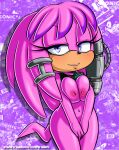  absurd_res anthro archie_comics bedroom_eyes blush bottomless breasts clothed clothing colored covering covering_crotch covering_self deaddog2007 echidna edit eyelashes female half-closed_eyes hi_res highlights_(coloring) julie-su mammal monotreme narrowed_eyes navel nipples pink_body pseudo_hair purple_eyes raised_clothing raised_shirt raised_tank_top raised_topwear seductive sega shirt solo sonic_the_hedgehog_(archie) sonic_the_hedgehog_(comics) sonic_the_hedgehog_(series) tan_cheeks tank_top tenshigarden topwear 