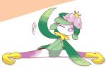  crepix female gesture green_body lilligant looking_at_viewer nintendo one_eye_closed pok&eacute;mon pok&eacute;mon_(species) purple_eyes solo spread_legs spreading video_games waving white_body 