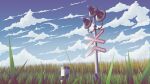  blue_sky cloud day grass highres mb0sco mixed-language_commentary nature no_humans original outdoors railroad_crossing scenery sky 